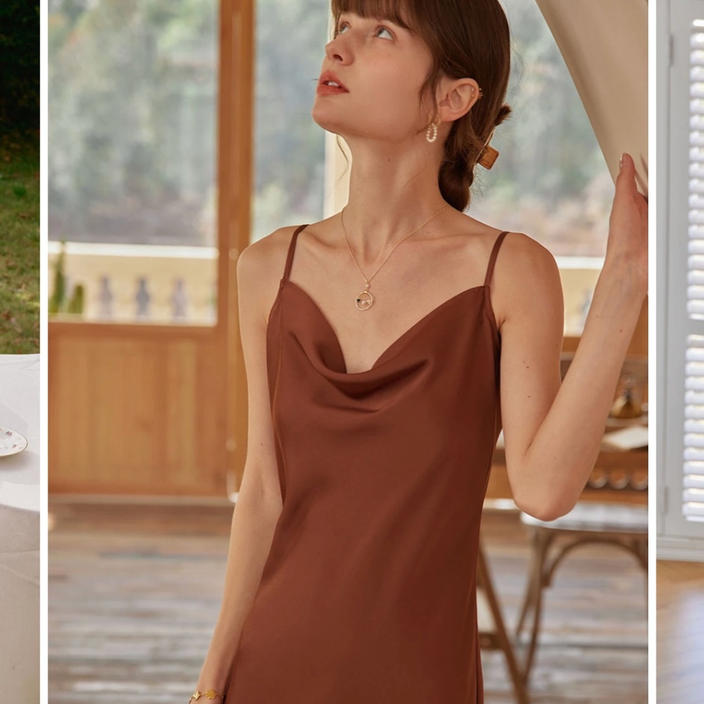 Simple Retro Satin Slip Dress